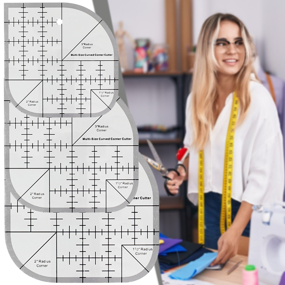 Quilting Ruler Square - Rutschfestes, gebogenes Eckenschneider-Lineal aus Acryl, DIY-Bastelarbeiten,
