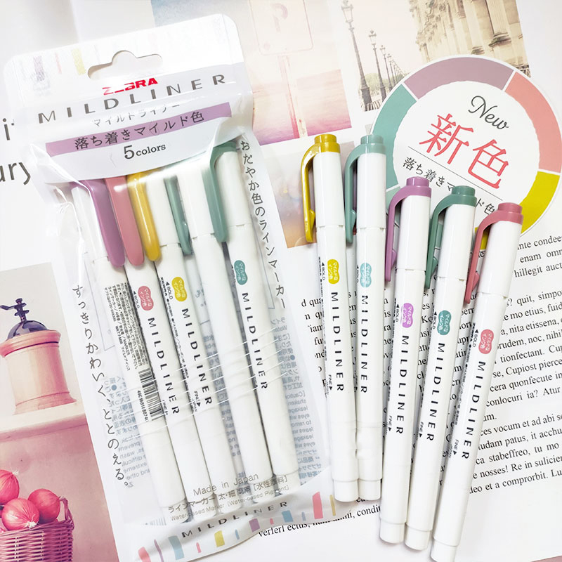Zebra Pen Mildliner - NEUE Zebra-Mildliner-Textmarker, WKT7 doppelseitiger fluoreszierender Faserstift