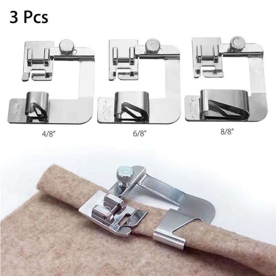 Textile Sewing Machine - 1-3 Stück 13/19/25mm Nähmaschinen-Fußpresserfuß, Rollsaumfuß für