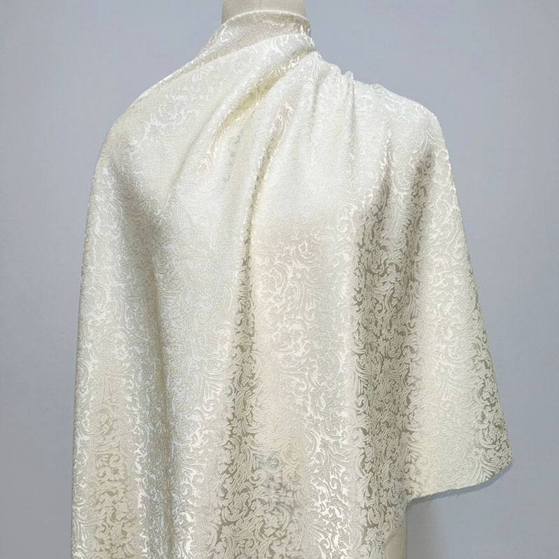 Sewing Jackets - Vorgeschnittener Beige-Damast-Jacquard-Brokat, dezentes strukturiertes Muster, gewebtes