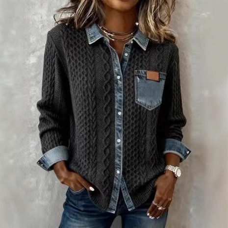 Sewing Jackets - Abbigliamento Donna Autunno Langarm Revers Patchwork