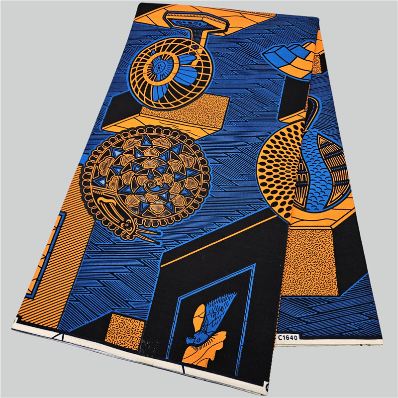 Sewing Batik - Abstrakt bedruckter blauer Baumwoll-afrikanischer Wachs-Batikstoff für