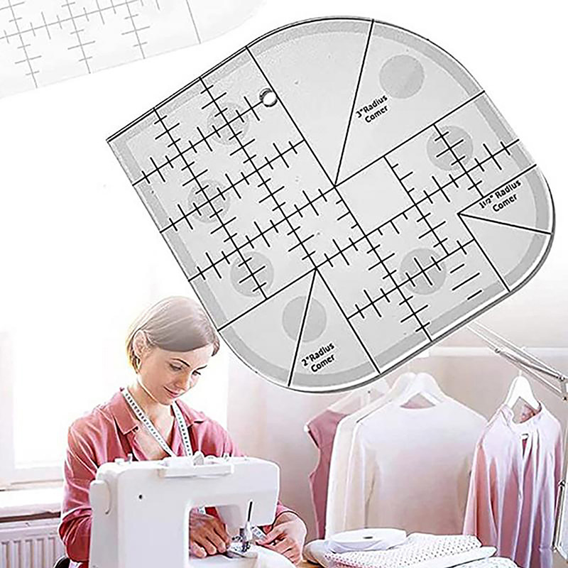 Quilting Ruler Square - Gebogener Eckschneider, Quilt-Lineal, Acryl-Nählineal mit runder