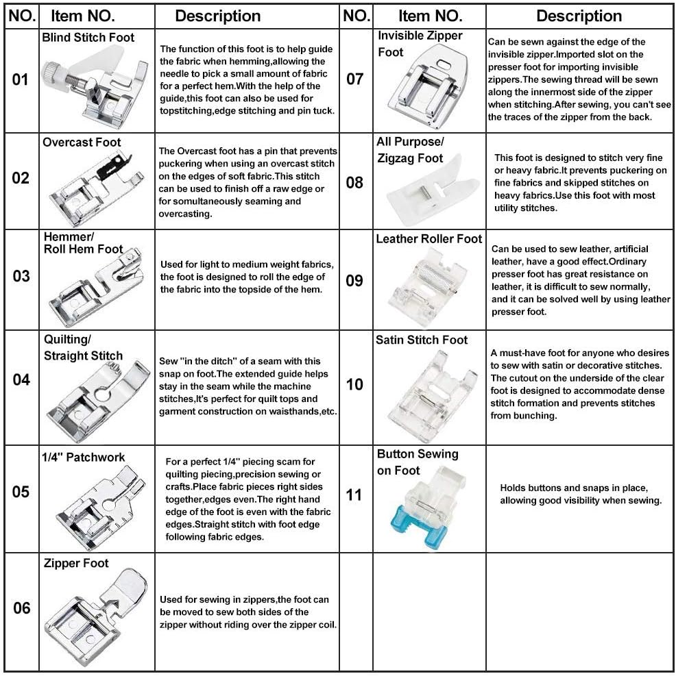 11-teiliges Nähfüßchen-Set - T – Textile Sewing Machine Bewertung und Preis