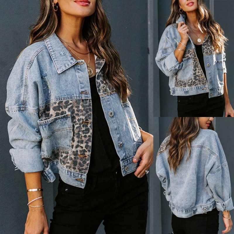 Leopard Nähte Denim Jacke Frau – Sewing Jackets Bewertung und Preis